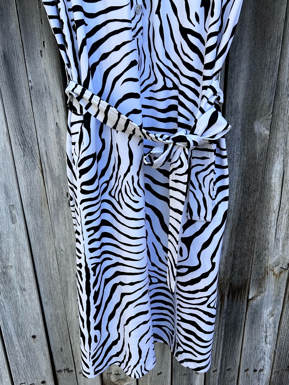 NWT J. McLaughlin Dolly Sleeveless Shirt Collar Dress Zebra White Black L - Picture 8 of 16